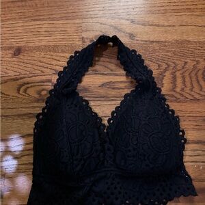Aerie Black Lace Halter Bra